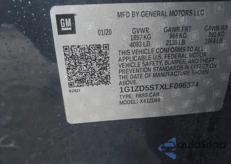 2020 Chevrolet Malibu Fwd Lt from USA, damaged, VIN 1G1ZD5STXLF096374